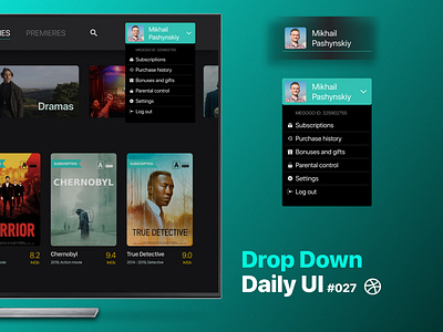 Daily UI #027 - Drop Down app design daily 100 challenge dailyui drop down drop down menu tv app uidesign