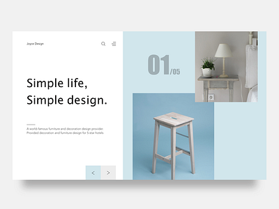 Web header of minimal design chair clean furniture header lamp landing page minimal minimalism website