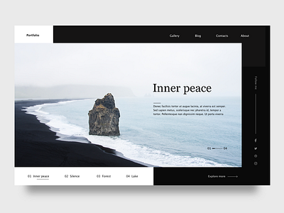 Inner Peace clean header iceland landing page minimal minimalism peace web