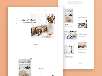 Sophie's kitchen clean header kitchen landing page minimal minimalism plant website