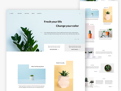 Plants landing page clean header landing page minimal minimalism plant website