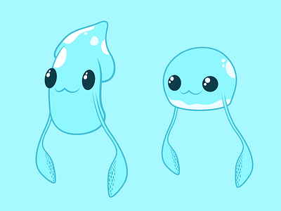 WIP - Squid blue character cute flat illustration illustrator monsters squid water