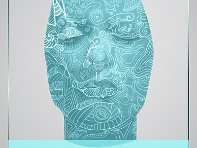 Virtual identity blue face identity mask screen sculptore virtual