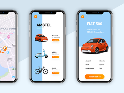 Mobility as a Service app design bike car design mobile mobilty reservation scooter service ui ux