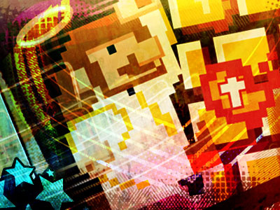 Super Mushroom Jebus 8 bit colorful digital texture vector