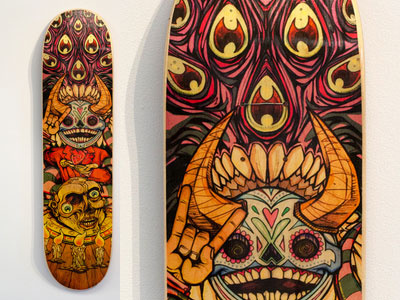 Something Wicked This Way Comes day of the dead dia de los muertos hand drawn illustration skate board skate or die skateboard