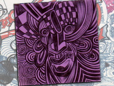 Post-It Note From Space ballpoint pen drawing