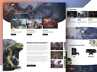 Monster Hunter World website - UI Design