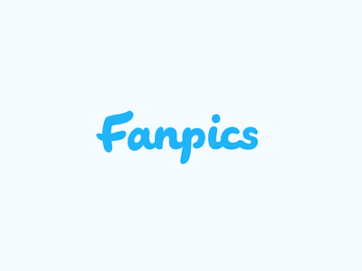 Fanpics Logo blue fanpics friendly lettering logo puffy rounded typography