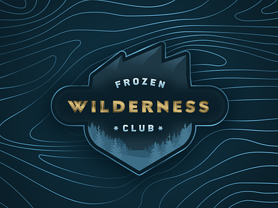 Frozen Wilderness Club alpine badge clean frozen gold ice mountains nature pine snow trees