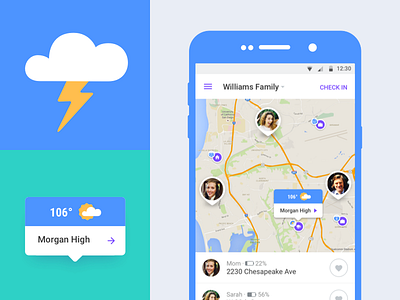 Weather Icons android clean family flat icon map material design mobile thunderstorm tooltip ui weather