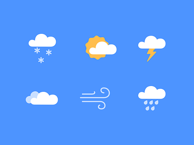 Weather Icons clean cloud flat icon lightning rain snow sun thunderstorm weather wind