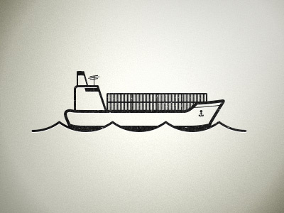 Container Ship anchor boat container ship icon line art