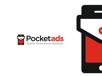 Pocketads Logo black branding concept logo minimal mobile red