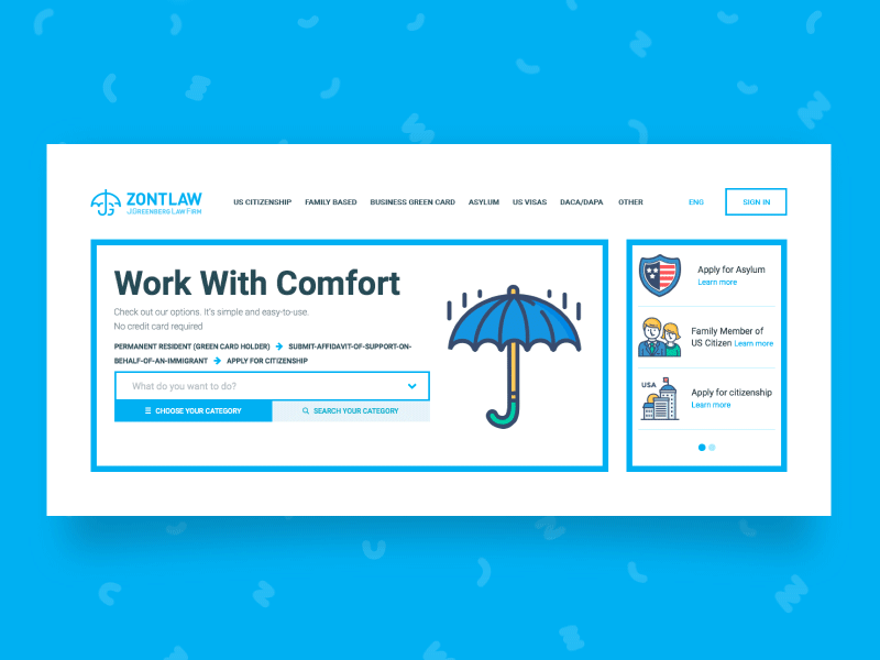 Zontlaw Layer Service animation attorney home page landing page lawyer service sketch user interface uxui web