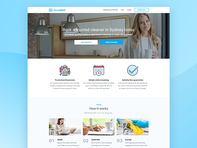 Ready Maid Website cleaning company home page live site ui ux web site