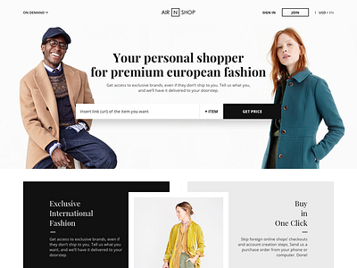 Fashion Delivery Service black and white clean ecommerce fashion home page shop typography ui ux web