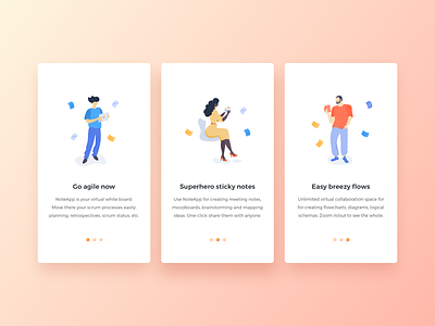 NoteApp Onboarding Cards for iOS App cards clean clean app illustration notes onboarding sketch ui user interface ux uxuidesign