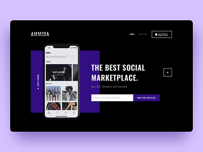 Landing page for the high-end marketplace animation app coming soon comingsoon design ecommerce ios landing page marketplace mobile motion motion graphics sketch ui user interface ux uxui violet