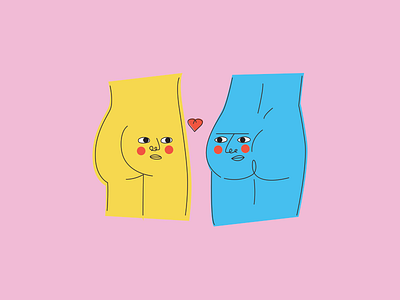 Two butts in love butt butts illustration love