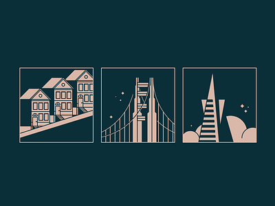 San Francisco bridge buildings california golden gate illustration landmarks san francisco sf