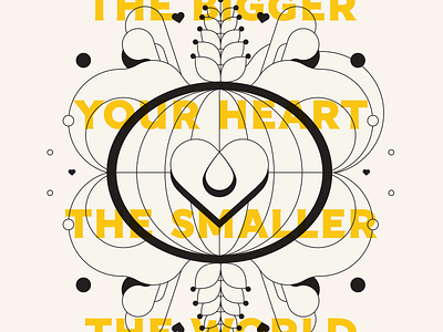 The Bigger Your Heart, The Smaller The World art black charity design drop heart illustration line non profit water white world