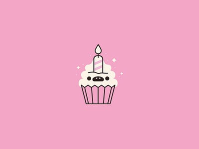 Cupcake birthday cake cartoon celebration cupcake face illustration weird