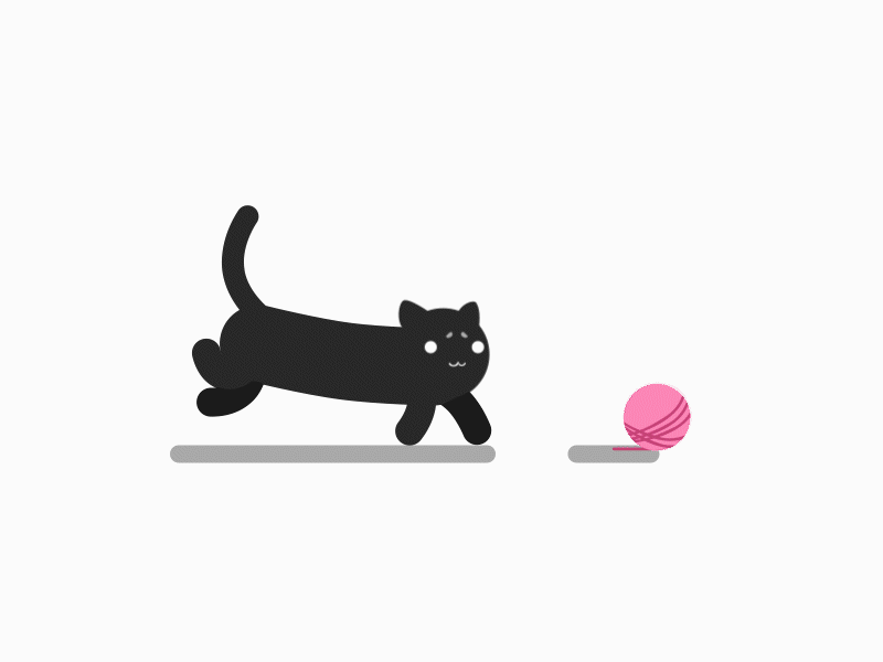 Cat and ball 2d animation gif run