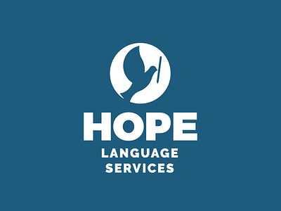 Hope Language Services bird blue bold dove hope language logo pencil sans serif translation