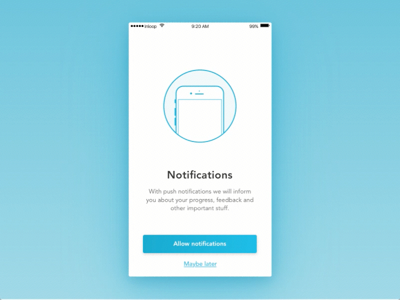 Onboarding notifications animation animation app ios notifications onboarding principle sketch walkthrough wizard