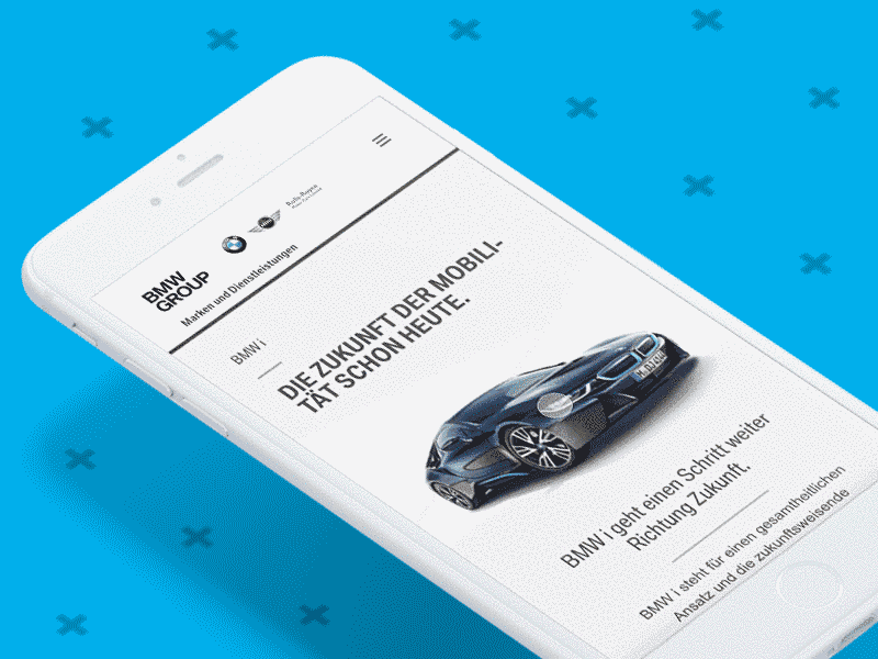 BMW Group ./. Navigation animation bmw content ios mobile navigation sticky ui ux