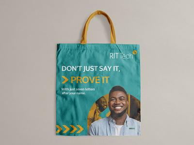 RITTech Campaign - Don't just say, it prove it. Tote Bag brand branding campaign customer journey design experience design graphic design illustration marketing campaign print design totebag typography