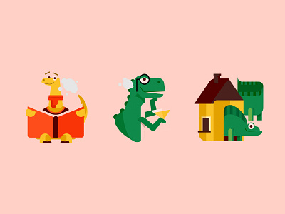 Dinosaur stories animal dino dinosaurus icon icon set illustration vector