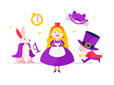 Alice in Wonderland flat icon icon set illustration vector wonderland