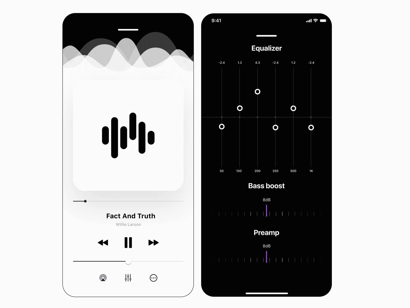 Equalizer animation app branding design equalizer line minimal music player ui ux vector