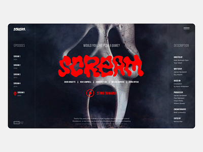 Scream animation cinema dark film interface logo motion graphics movie play scream ui web website