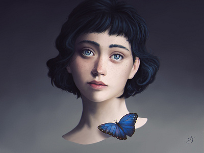 Hope (Girl with a butterfly) butterfly digital 2d girl illustration