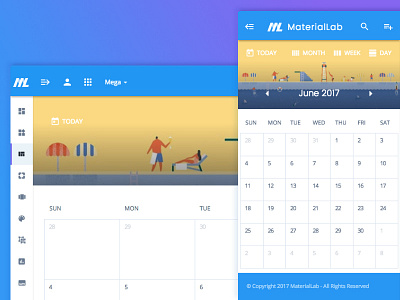 Calendar calendar daily dates material design responsive ui weekly