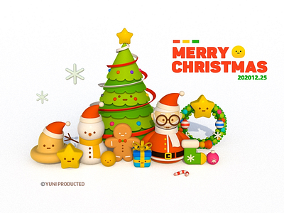 merry christmas 3d c4d cartoon christmas design illustration poster ui
