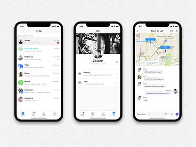 YUNI App UI app chat app map chat app ui design ui，ios11，iphonex