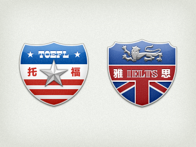 TOEFL and IELTS Shields icons