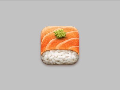Nigiri App Icon (with extra wasabi) app icon ios nigiri photorealistic rice salmon sashimi sushi texture wasabi