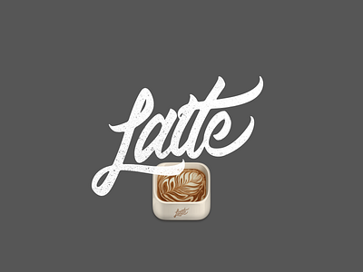 Latte Icon Lettering app coffee handwriting icon ios latte lettering photorealistic script texture typography