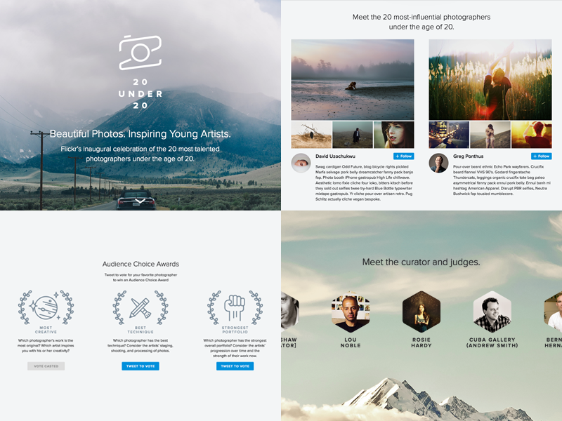 Flickr 20 Under 20 Landing Page by Yao Liu for Flickr on Dribbble