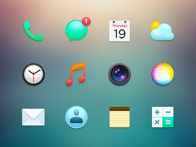Mobile OS Icons android calendar camera clock icons ios messages mobile music phone photos weather