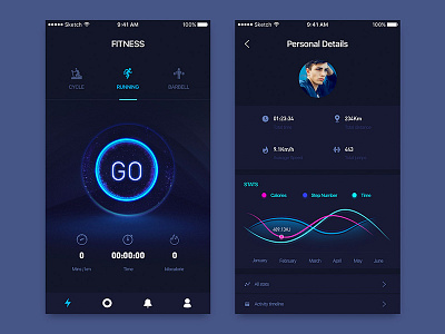 fitness-2 animation app fitness flat gif ios material minimal sport tracker ui ux