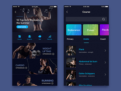 fitness course animation app fitness flat gif ios material minimal sport tracker ui ux