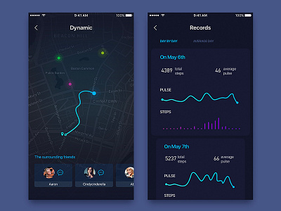 fitness records animation app fitness flat gif ios material minimal sport tracker ui ux