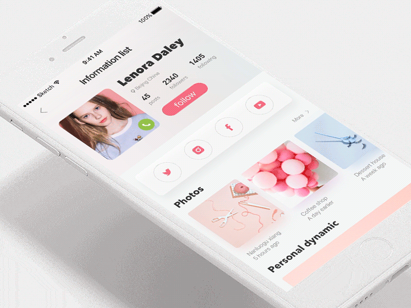 Interface dynamic effect animation app chat clean colour gif glass interface social ui user ux