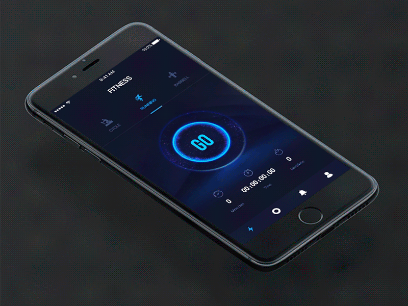 Fitness - dynamic demonstration animation app fitness flat gif ios material minimal sport tracker ui ux